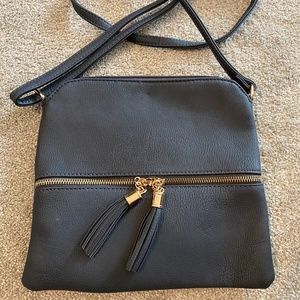 Black Cross Body Bag Polyurethane, Unknown Brand